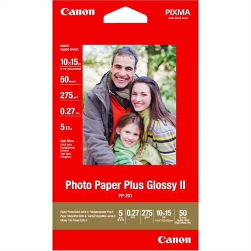 Canon Inkjetpapier PP-201, 10 x 15 cm, 275 g/m², weiß, hochglänzend (50 Blatt)