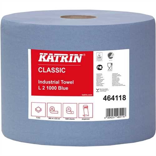 KATRIN Wischtuch Classic L, Tissue, 2lagig, auf Rolle, 1.000 Tücher, 22 x 38 cm, blau