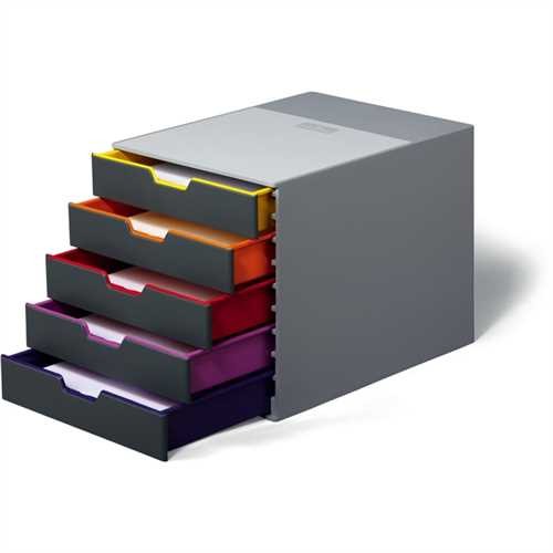 DURABLE Schubladenbox VARICOLOR, Kunststoff, mit 5 Schubladen, 292 x 356 x 280 mm, grau