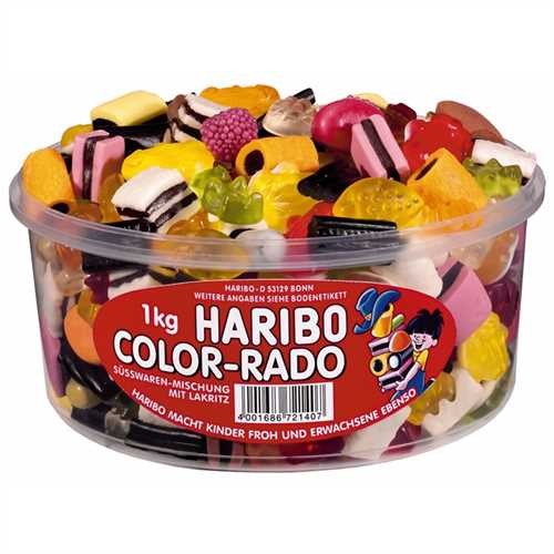 HARIBO Süßwarenmischung, COLOR-RADO, sortiert, Klarsichtdose (1.000 g)