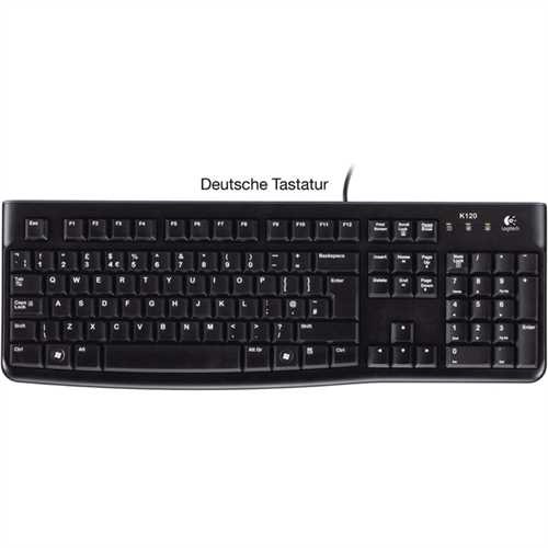 Logitech Tastatur Keyboard K120, QWERTZ, USB, schwarz