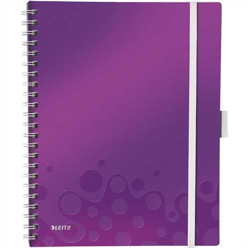 LEITZ Notizbuch WOW Be mobile, kariert, A4, 80 g/m², Einbandfarbe: violett, 80 Blatt