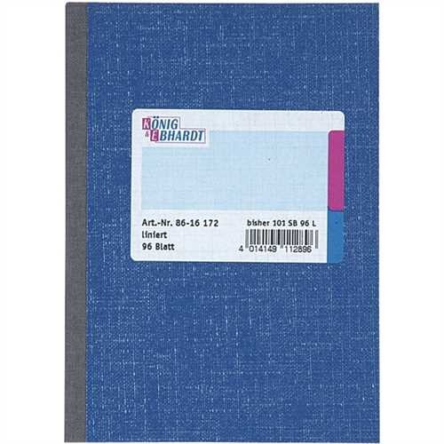 K&E Geschäftsbuch, Glanzkarton, liniert, A6, Einbandfarbe: blau, 96 Blatt
