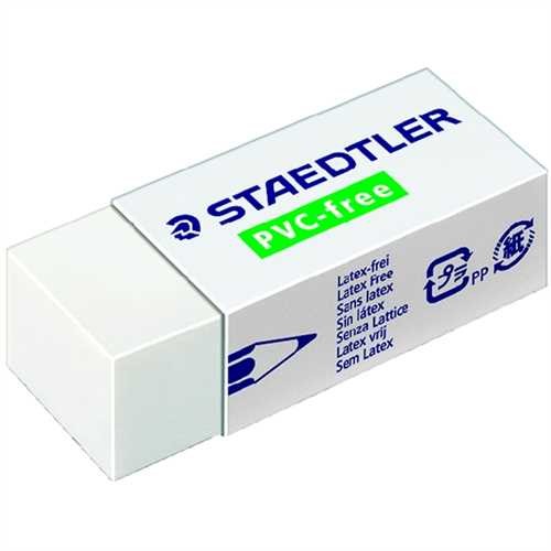STAEDTLER Radierer PVC-free, mit Kunststoffhülle, Polypropylen, 43 x 19 x 13 mm, weiß